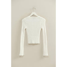 White Versatile Ribbed Knit Sweater