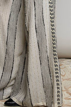 Black Striped Textured Fabric Crafted Waistband Wide-Leg Pants