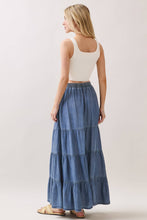 Medium Washed Tencel Tiered Maxi Skirts