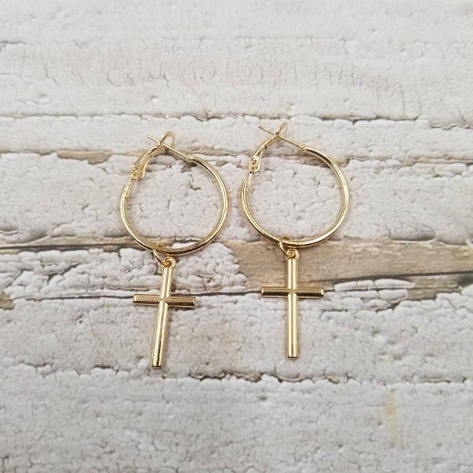 Cross Earring: Gold