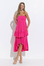 Fuchsia Smocked Chevron Ruffle Layered Two Way Dress Skirt