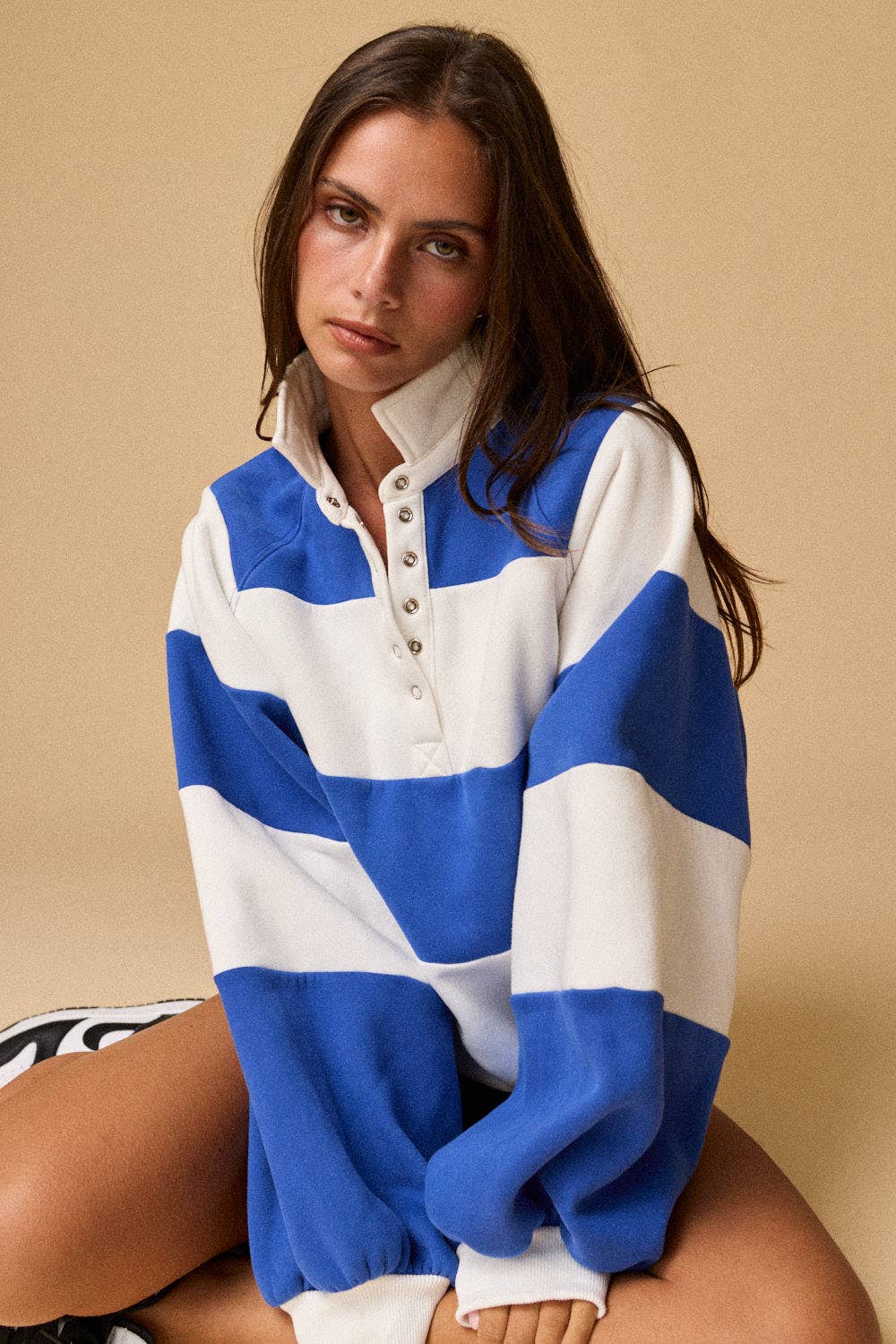 Cobalt Blue Everly Striped Pullover