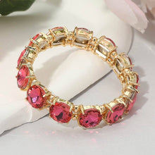 Silver Round Stone Cluster Beaded Stretch Evening Bracelet