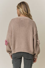 CHUNKY FLORAL CHIC KNIT CARDIGAN- CESW4370: KHAKI / S-M-L(2-2-2)