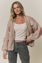 CHUNKY FLORAL CHIC KNIT CARDIGAN- CESW4370: KHAKI / S-M-L(2-2-2)