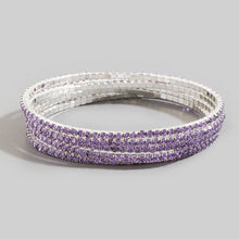 Silver Five Piece Rhinestone Stretch Bracelet Set