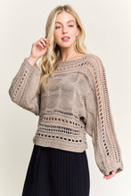 Khaki Crochted Open Knit Pullover