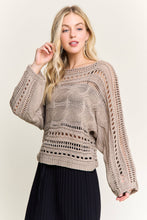 Khaki Crocheted Open Knit Pullover