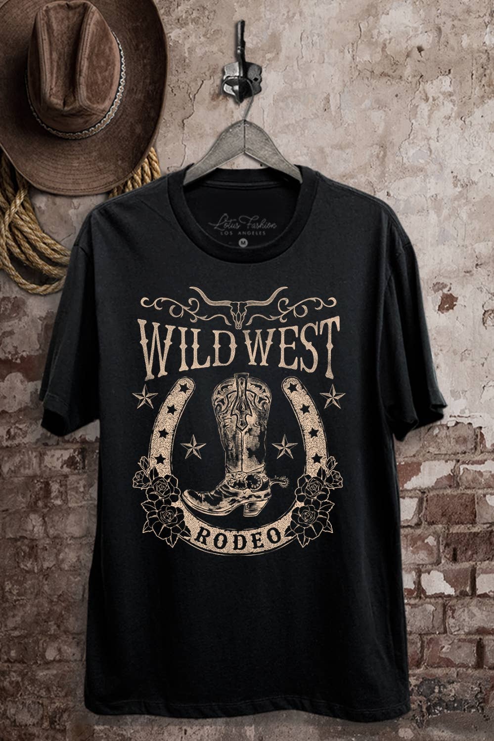 Black Wild West Rodeo Graphic Top