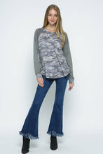 Grey Camo Knit Baseball Tee
