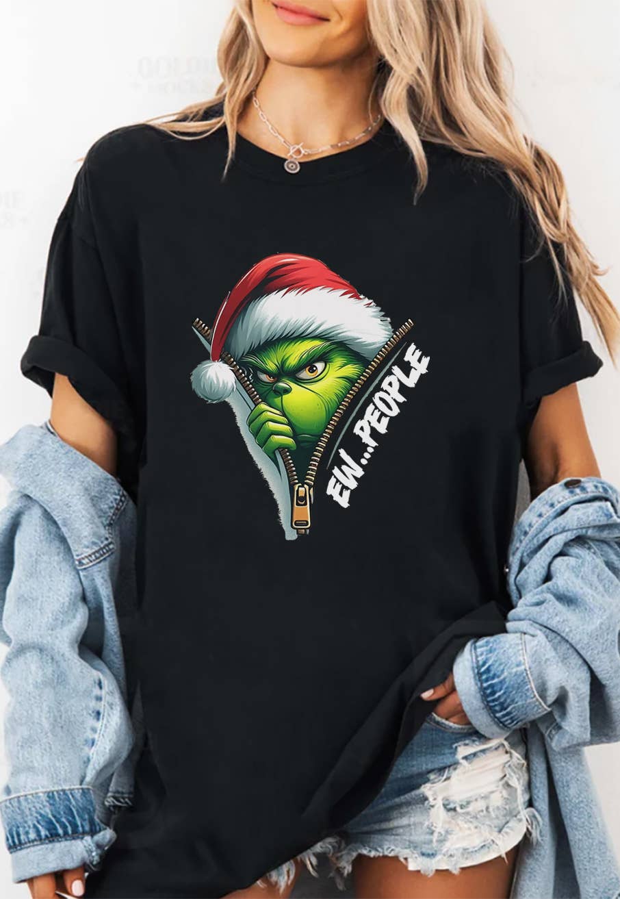 Black Grinch Ew People Unisex Round Neck Tee