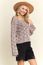 LONG SLEEVE DIAMOND KNIT SWEATER - CESW3862: CHARCOAL / S-M-L(2-2-2)