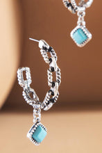 Turquoise Western Glass Stone Hoop Earrings