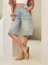 Cargo Denim Knee Length Shorts LT WASH