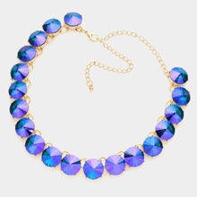 Peach Rose Gold Round Stone Link Evening Necklace