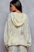 Cream Balloon sleeves lace floral knit hoodie POL jacket