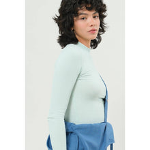 Mint Textured High-Neck Fitted Top