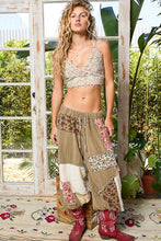 Dried Herb Double gauze patchwork contrast patch woven POL pants