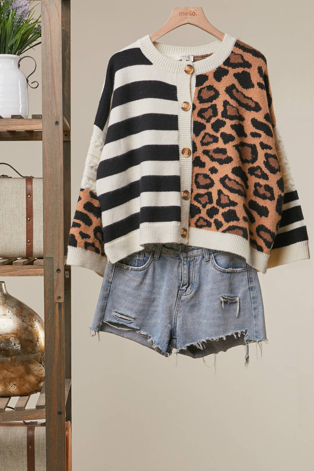 Multi Bold Stripe and Leopard Cardigan