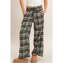 Green Plaid Wide-Leg Pants