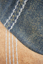 Light Denim Tan Sunflower Bejeweled Glitz Two-Toned Cap, Adjustable: