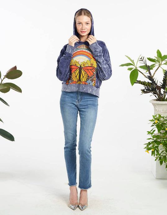 Stone Washed Butterfly Hoodie