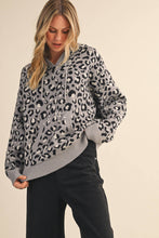 Grey Leopard Front Pocket Hoodie