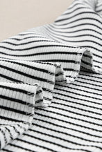 White Striped Ribbed Knit Sleeveless High Neck Tank Top