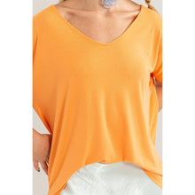 Orange V Neck Dolman Short Sleeve Top