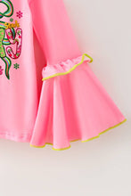 Merry Grinchmas pink bell sleeve top and green sequins bell bottoms