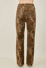 Brown Leopard Rhinestone High Waisted Straight Leg Jeans
