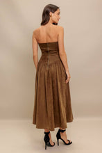 Brown faux suede midi dress