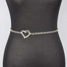 Gold Rhinestone Heart Chain Belt