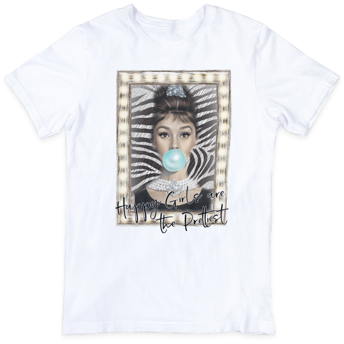 Heather Ice Grey Happy Girls are the Prettiest Tee