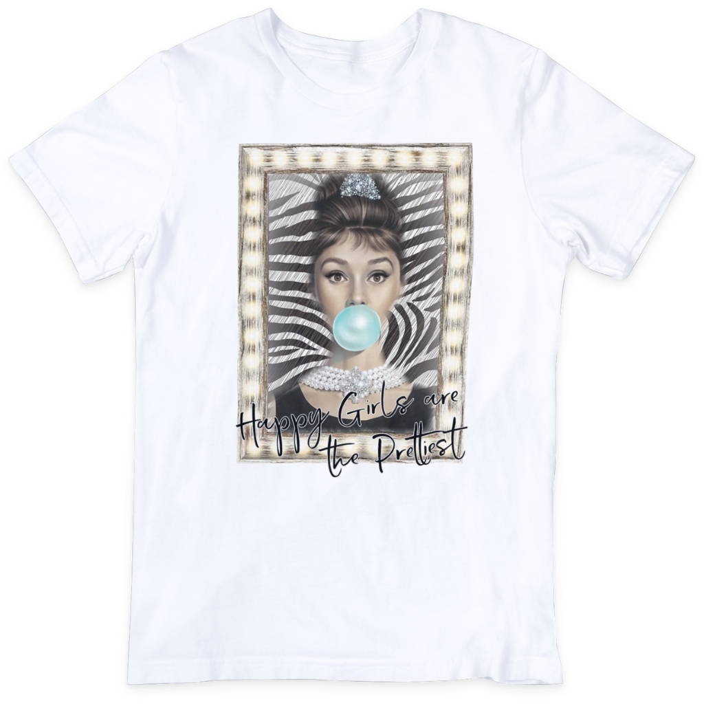 Heather Ice Grey Happy Girls are the Prettiest Tee