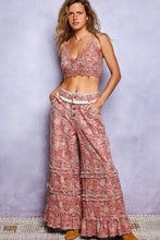 Pink Multi Vintage Distressed Plaid Ruffle Hem High Rise Wide Leg POL Pants