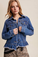 Blue Haze Ruffled Hem Denim Jacket