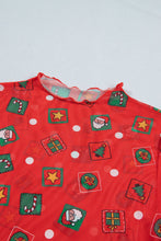 Fiery Red Christmas Polka Dot Sheer Mesh Long Sleeve Top