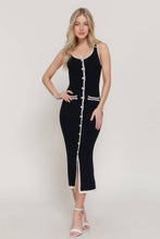 Black Ivory Sleeveless V-Neck Button Down Sweater Midi Dress