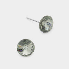 Graphite 8mm Round Crystal Stud Earrings