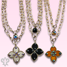 Black Double gold chain pendant necklace with Austrian crystal