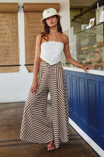 Taupe Spaghetti Tie Waist Stripe Print Wide Bucketlist Pants