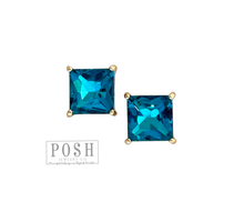 Square rhinestone earring: Blue