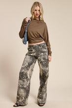 Strone Grunge Splatter Print Wide Leg Denim Pants