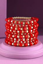 Silver 9 Set Colorful Stackable Beaded Stretch Bracelet