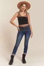 Silver Bead Accent Fishnet Tank Top