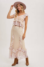 Pink Combo Floral Trimmed Maxi Lace skirt