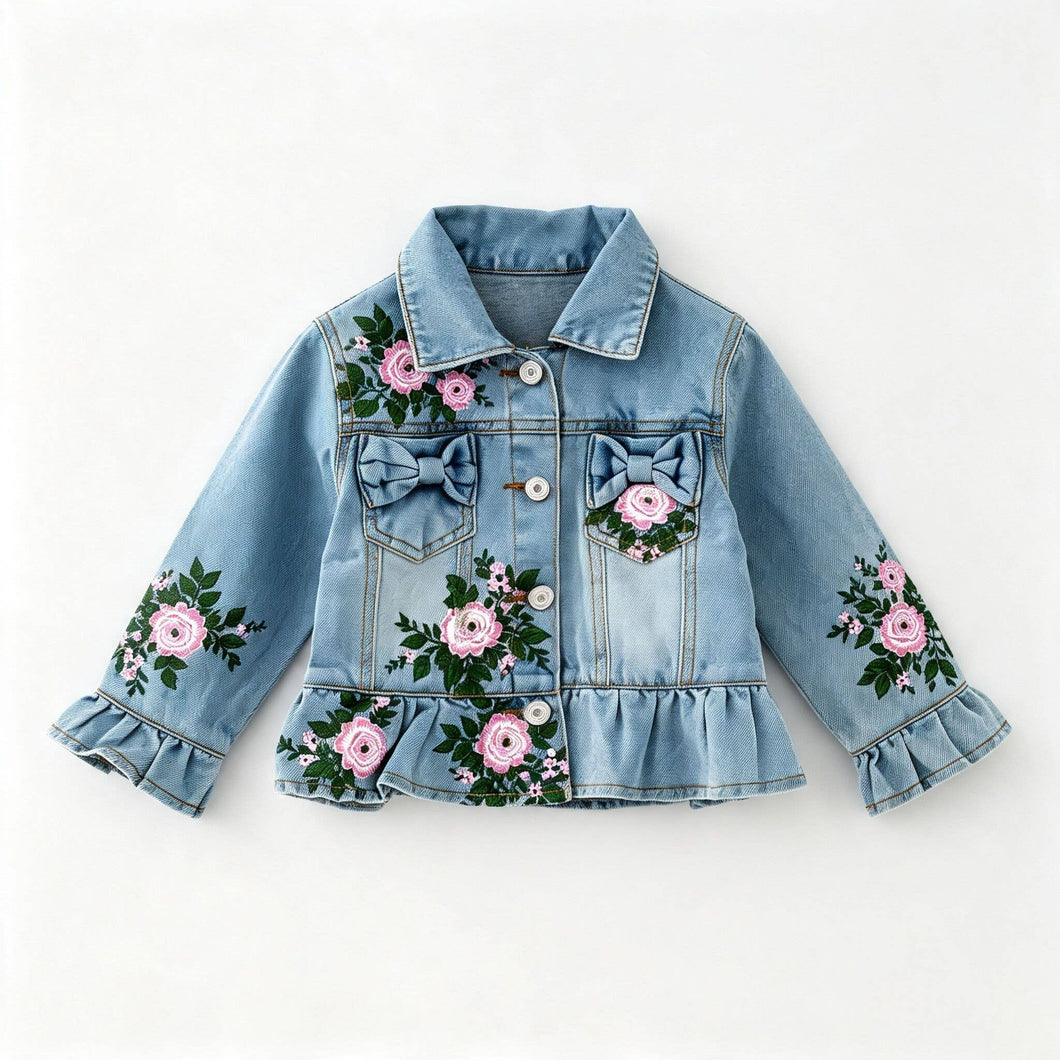 Kids Painted Distressed Rosebud Jean Jacket