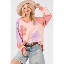 Blush Multi Daisy Patch Applique Long Sleeve Sage+Fig Top