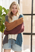 Beige Long Sleeve Colorblock Knit Sweater